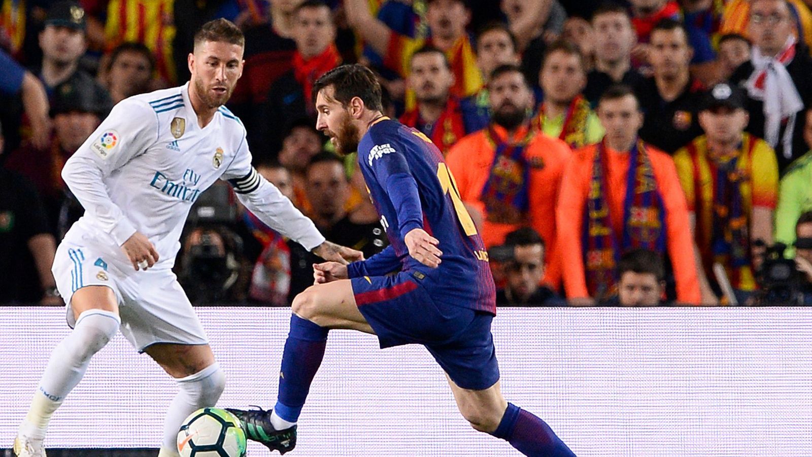 Sergio Ramos y Leo Messi, en el pasado Barça - Madrid.