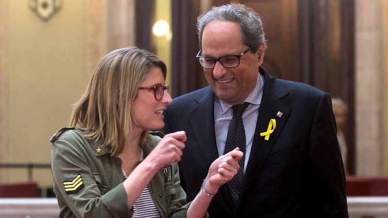 El candidato a president, Quim Torra, acompañado de Elsa Artadi.