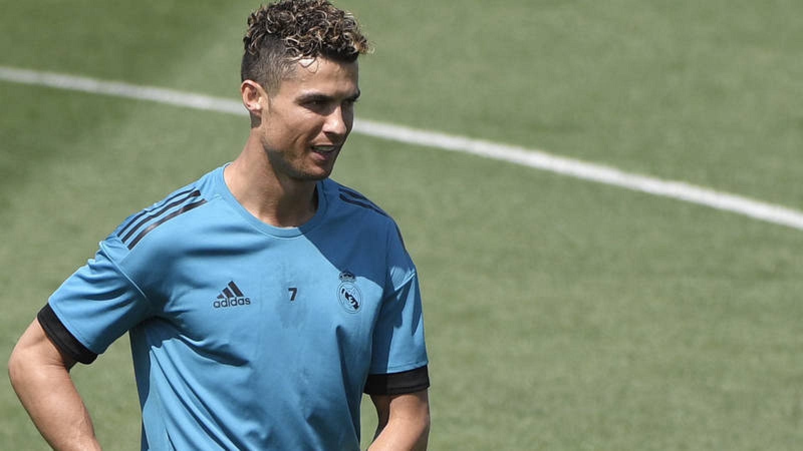 Cristiano Ronaldo, en el entrenamiento del Día Abierto a los Medios del Real Madrid.