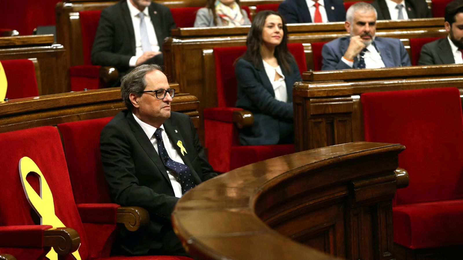 El presidente de la Generalitat, Quim Torra, durante un pleno del Parlament.