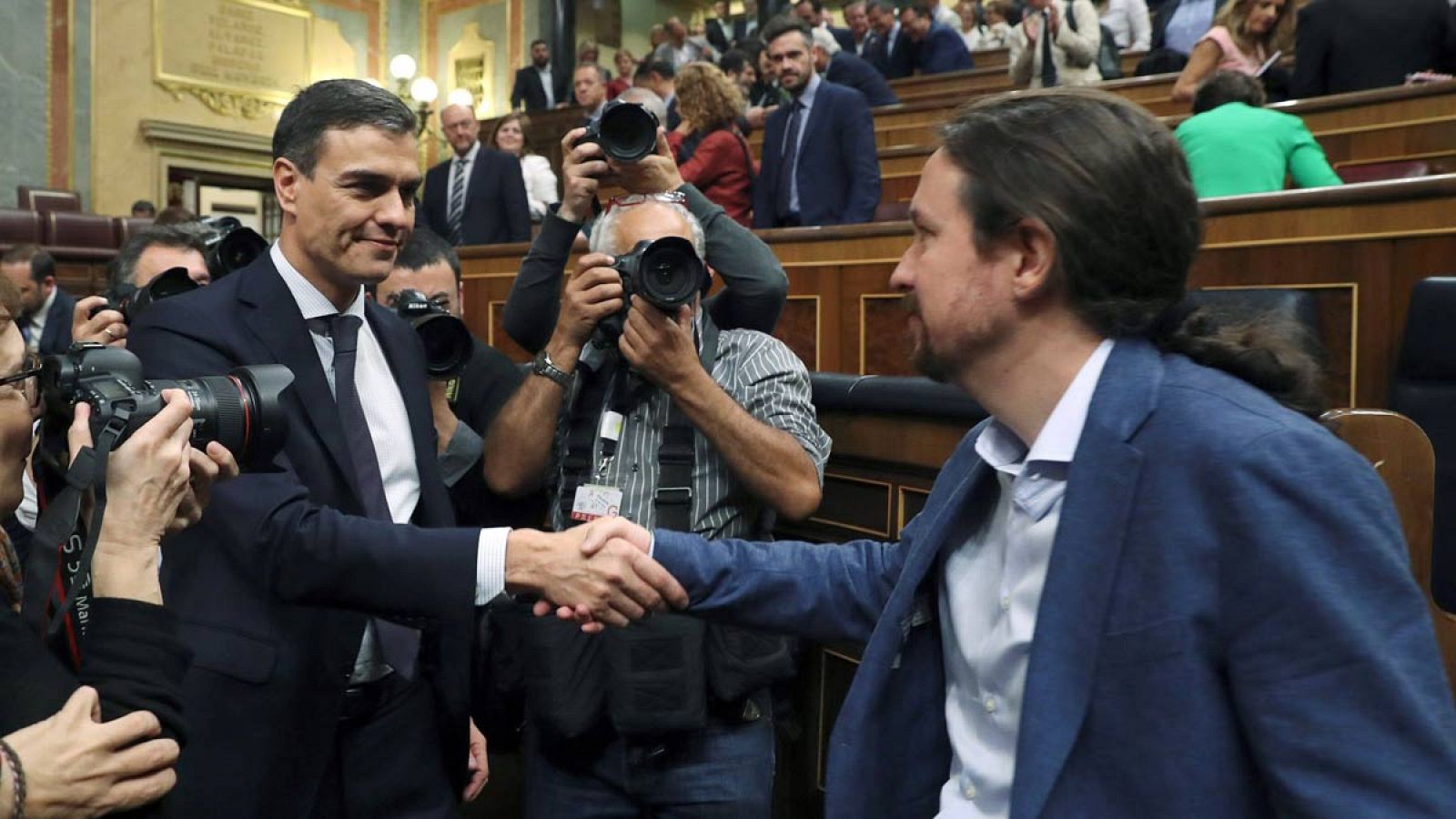 Sánchez e Iglesias, en el debate de la moción de censura