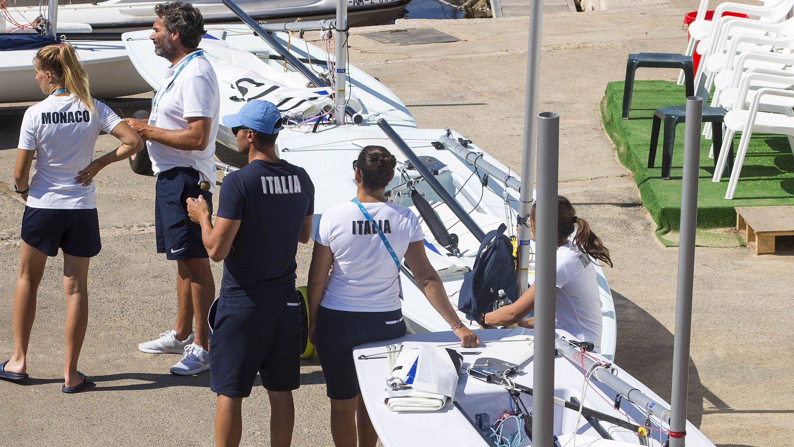 Preparativos de los Juegos en el Puerto de Salou.