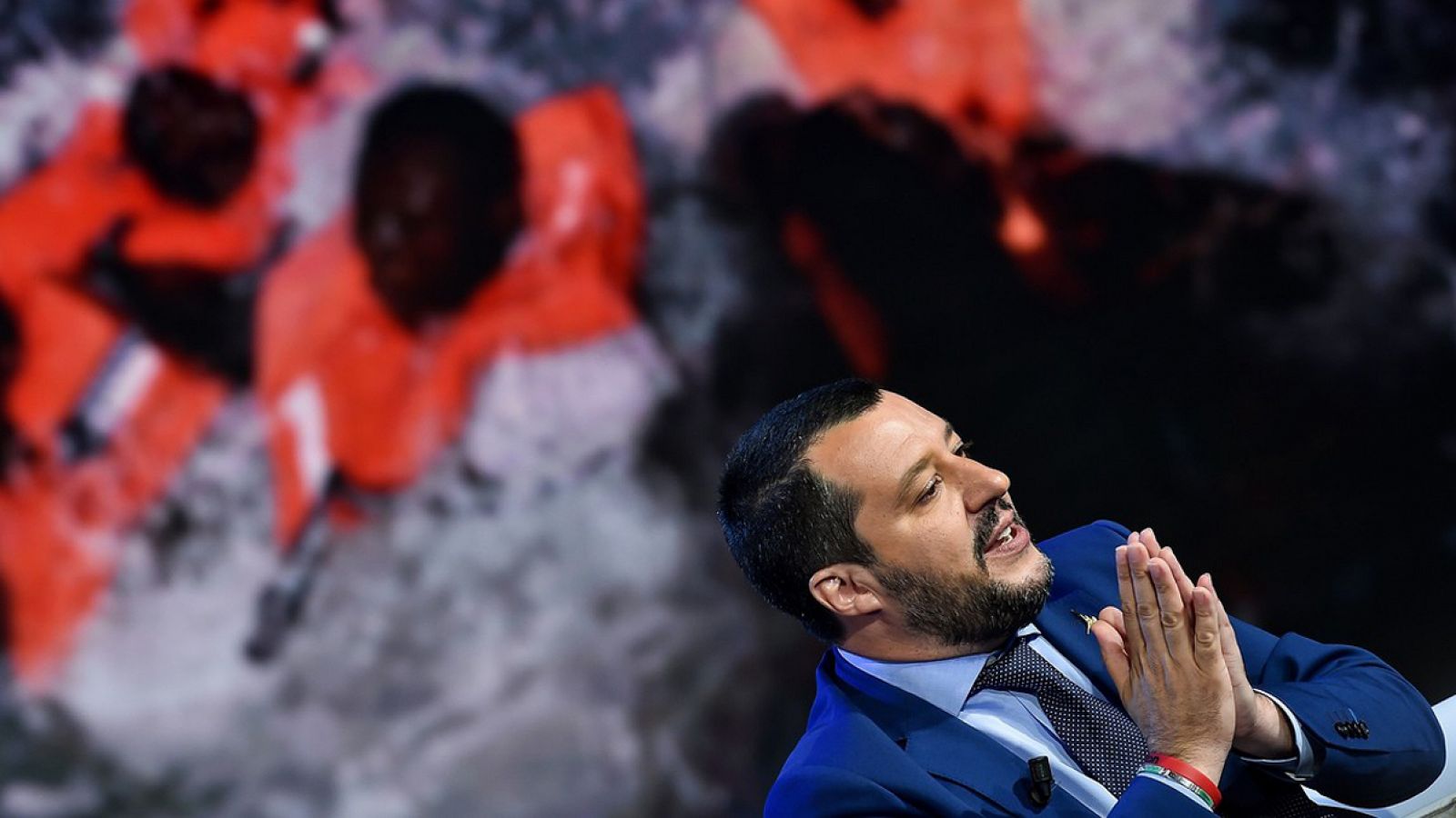 El ministro de Interior italiano, Matteo Salvini, habla en el programa de la televisión italiana
