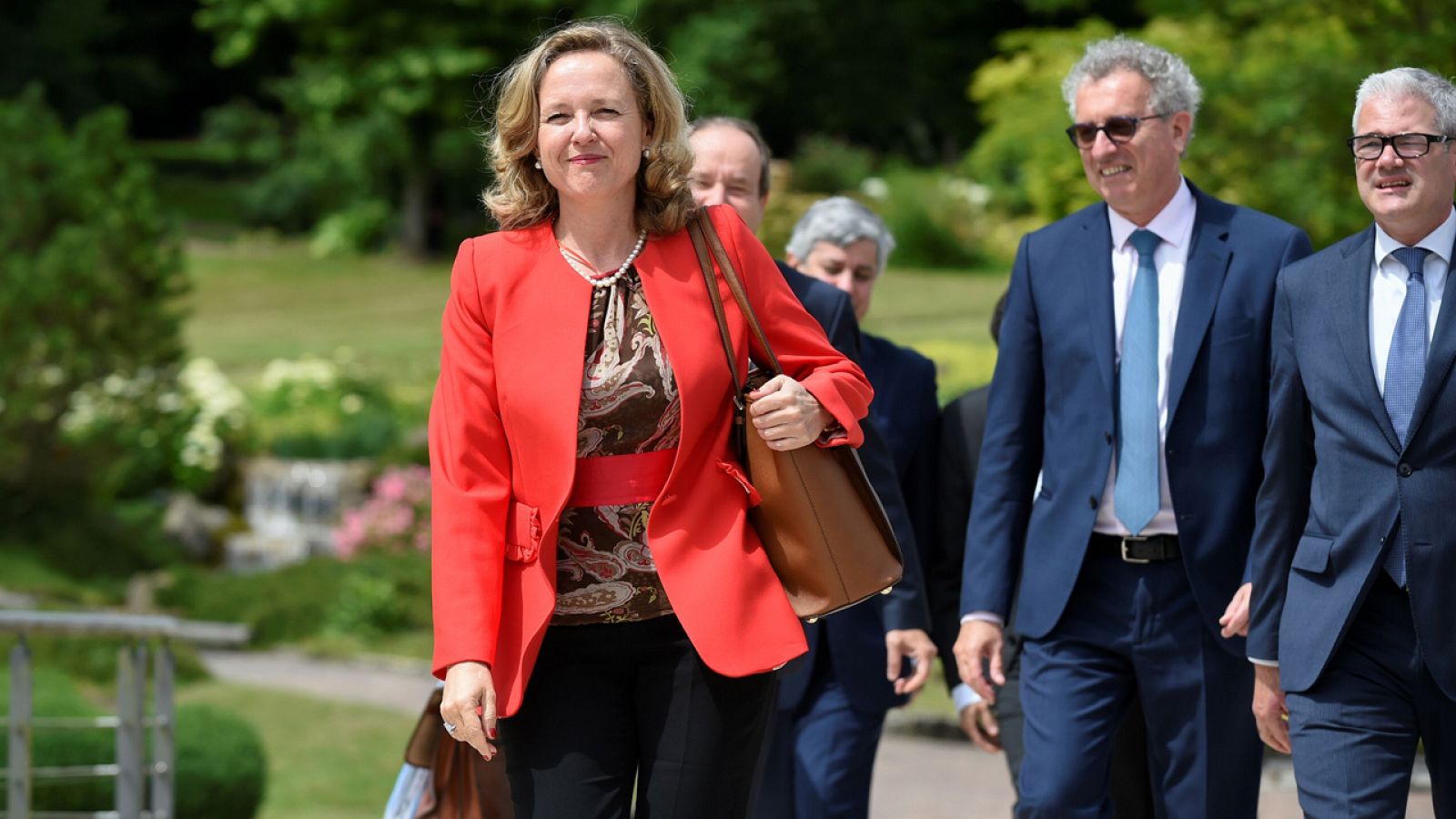 Nadia Calviño, a su llegada a la reunión del Eurogrupo en Luxemburgo