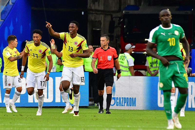 Mina celebra su gol ante Senegal