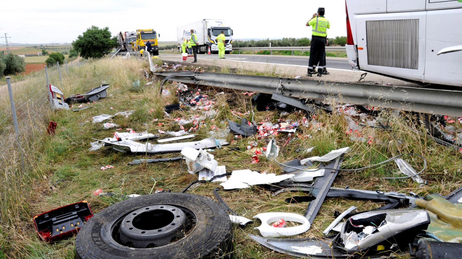Imagen de un accidente ocurrido en la A-4, a la altura del término municipal de Madridejos (Toledo).