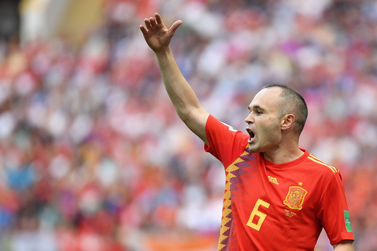 Iniesta, durante un partido del Mundial de Rusia