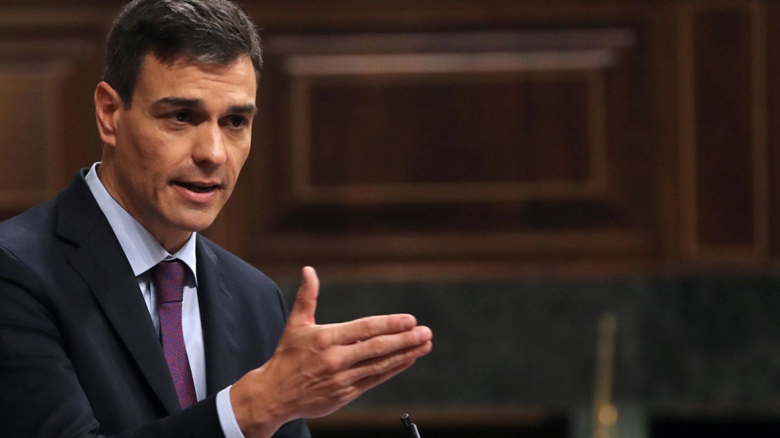 El presidente del Gobierno, Pedro Sánchez, durante una comparecencia en el Congreso