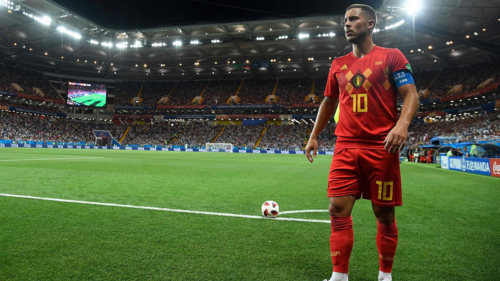 Eden Hazard, en el partido de octavos entre Bélgica y Japón.