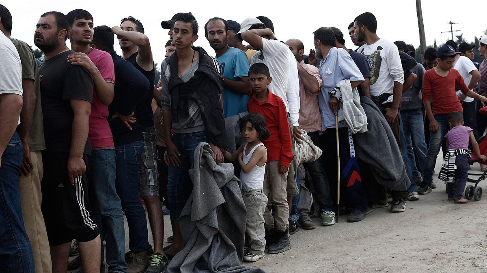 Refugiados hacen fila para recibir leña