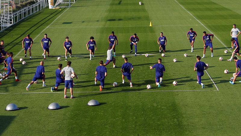 Primer entrenamiento del Atlético de Madrid en Majadahonda.