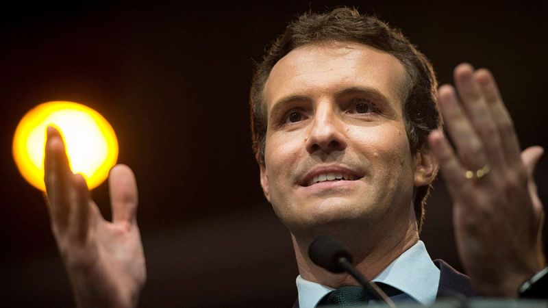 Pablo Casado, en un acto de campaña de las primarias del PP.