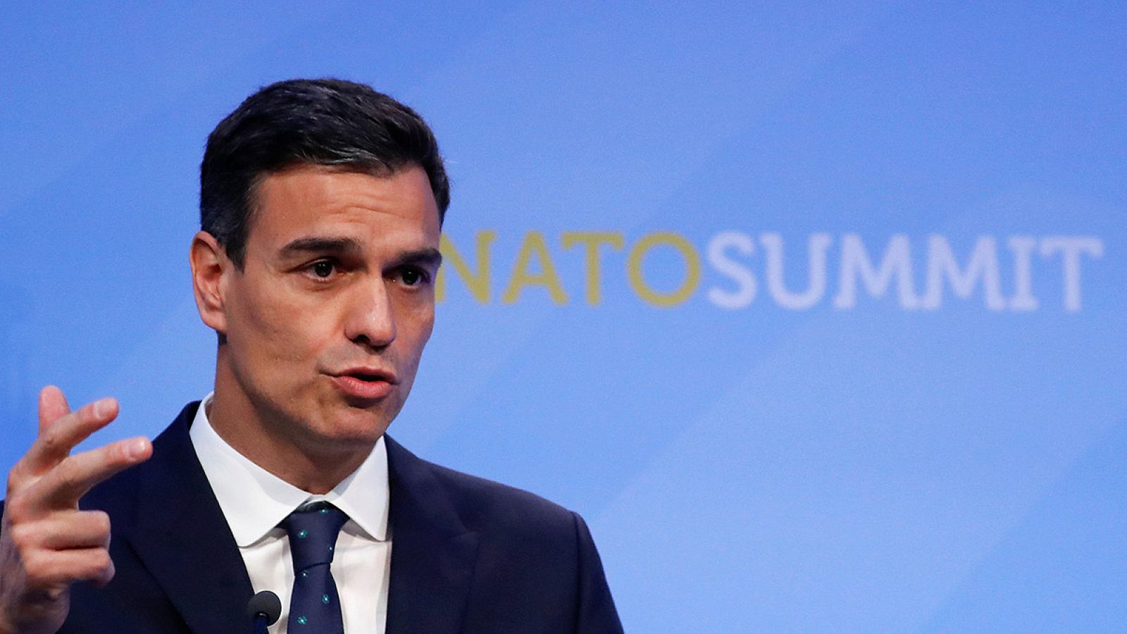 El presidente del Gobierno español, Pedro Sánchez, durante la cumbre de la OTAN en Bruselas, el 12 de julio de 2018