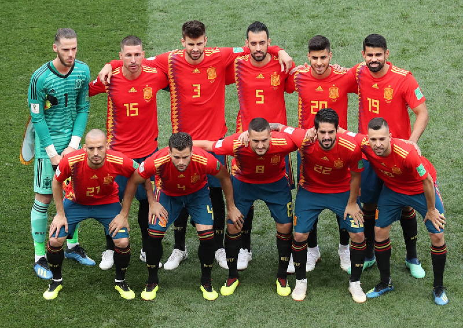 Posado del equipo español antes de disputar el partido de octavos ante Rusia.