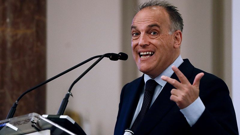 El presidente de LaLiga, Javier Tebas, durante su intervención en los Encuentros Empresariales que organizan CEOE y CEPYME.
