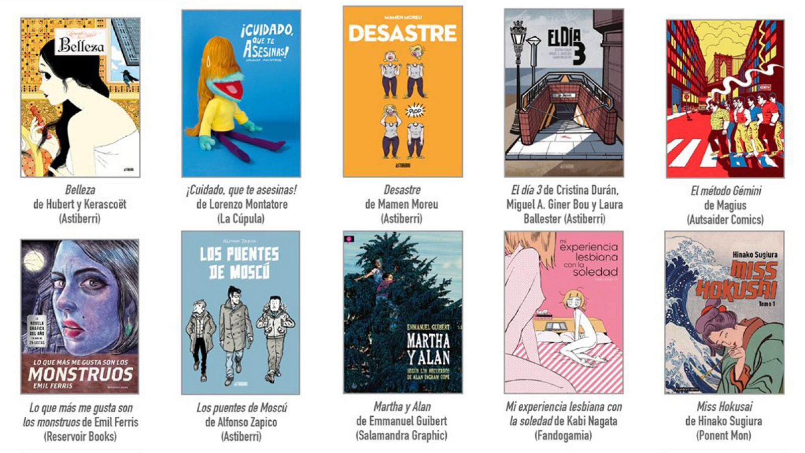 Algunos de los cómics seleccionados por la ACDCómic