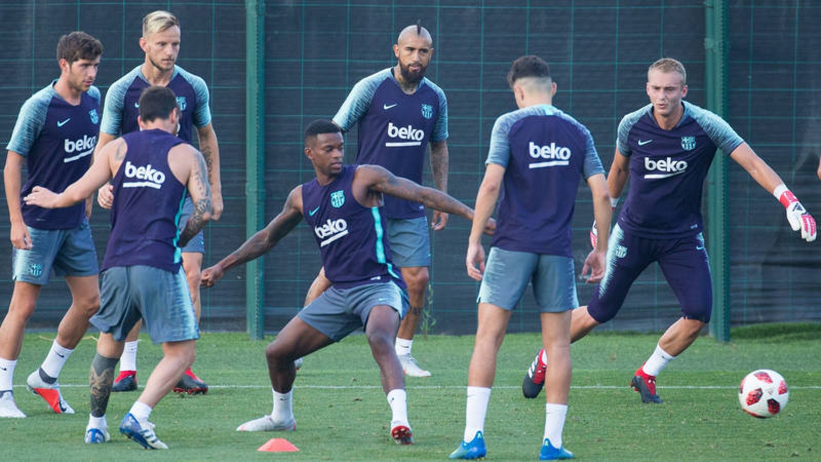 Imagen del entrenamiento del FC Barcelona.