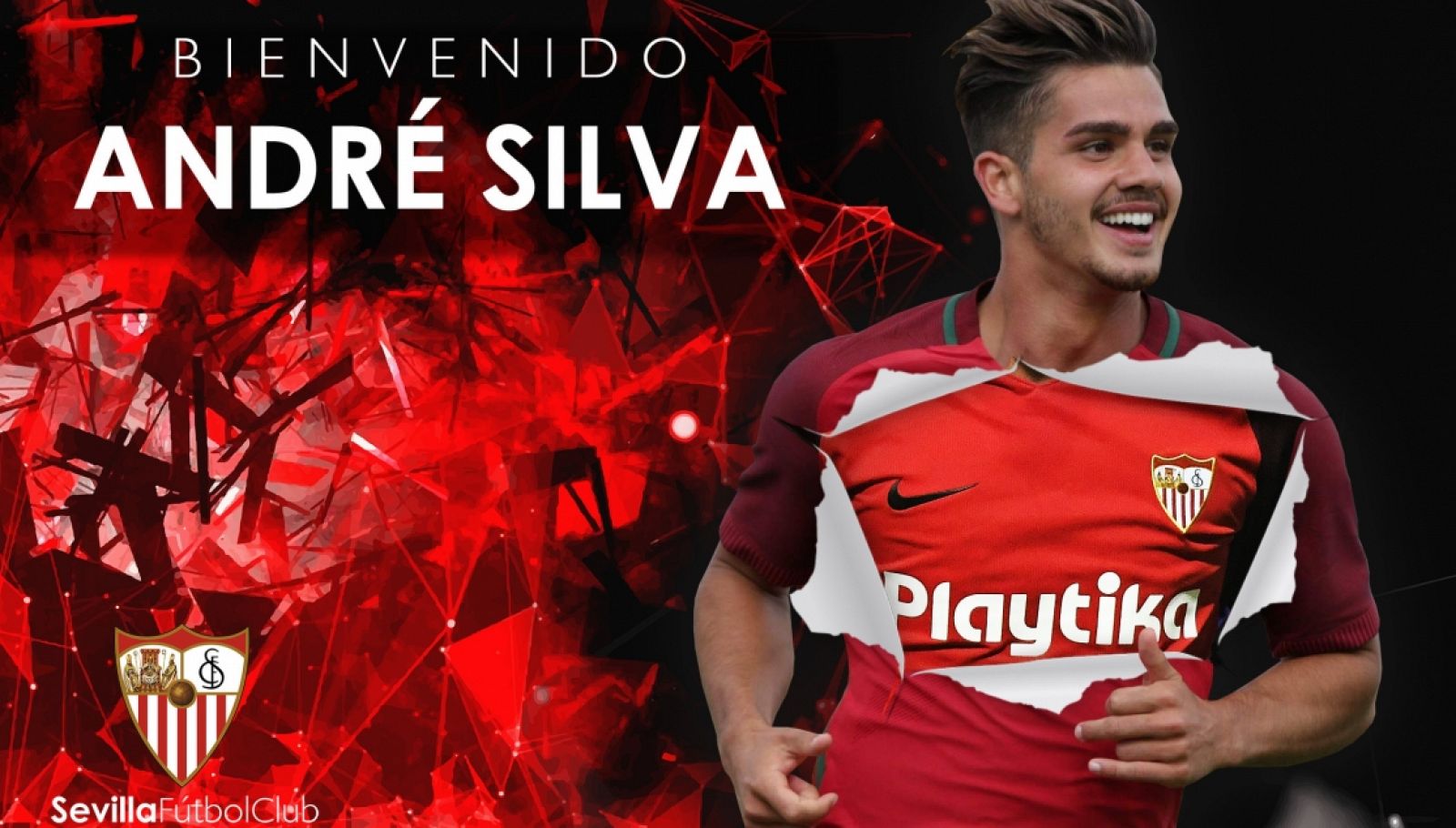Imagen del anuncio de André Silva en la web del Sevilla.