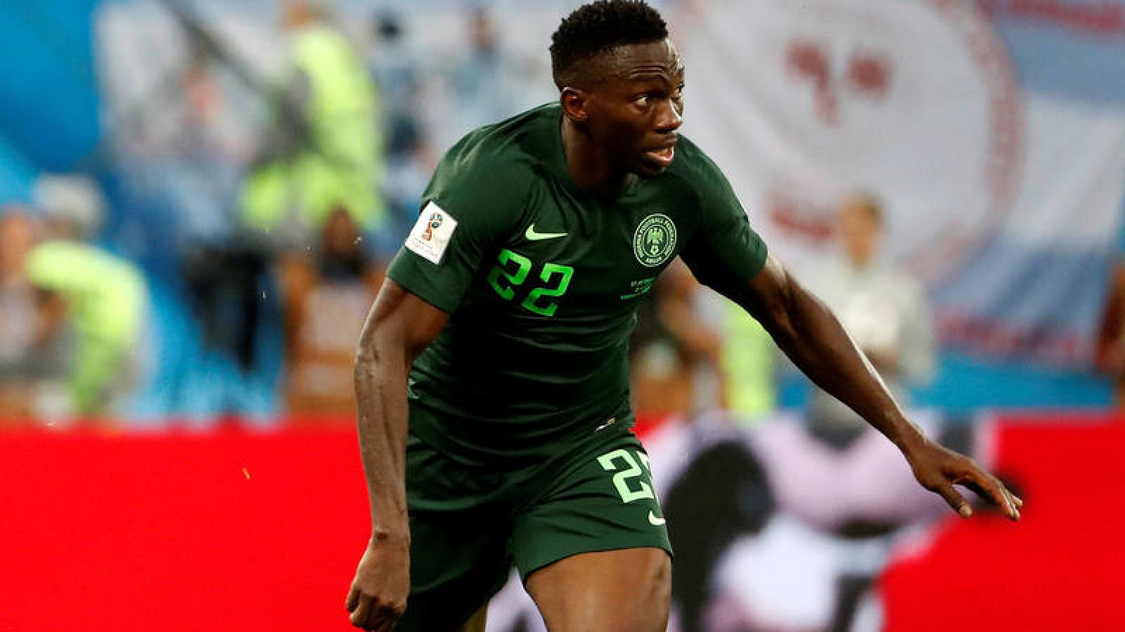 El defensa nigeriano Kenneth Omeruo,durante el partido Nigeria-Argentina, del Grupo D del Mundial de Rusia.