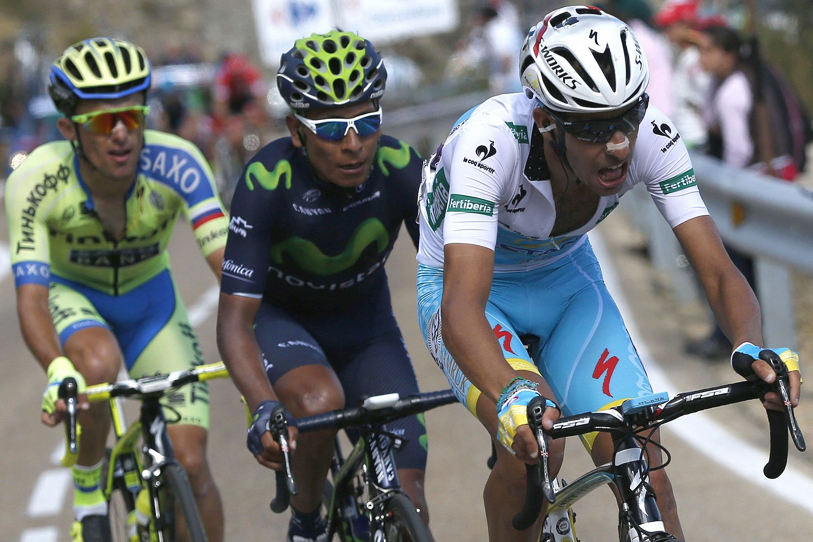 Imagen de archivo de Fabio Aru y del colombiano del equipo Movistar, Nairo Quintana.