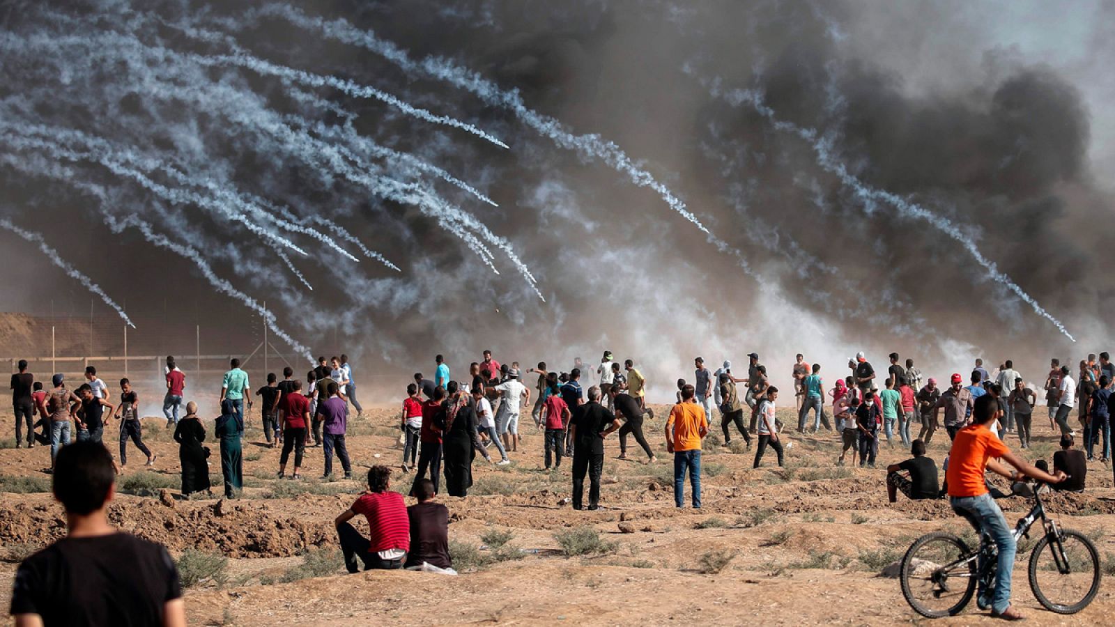 Imagen de las protestas de los gazatíes en la frontera de Gaza
