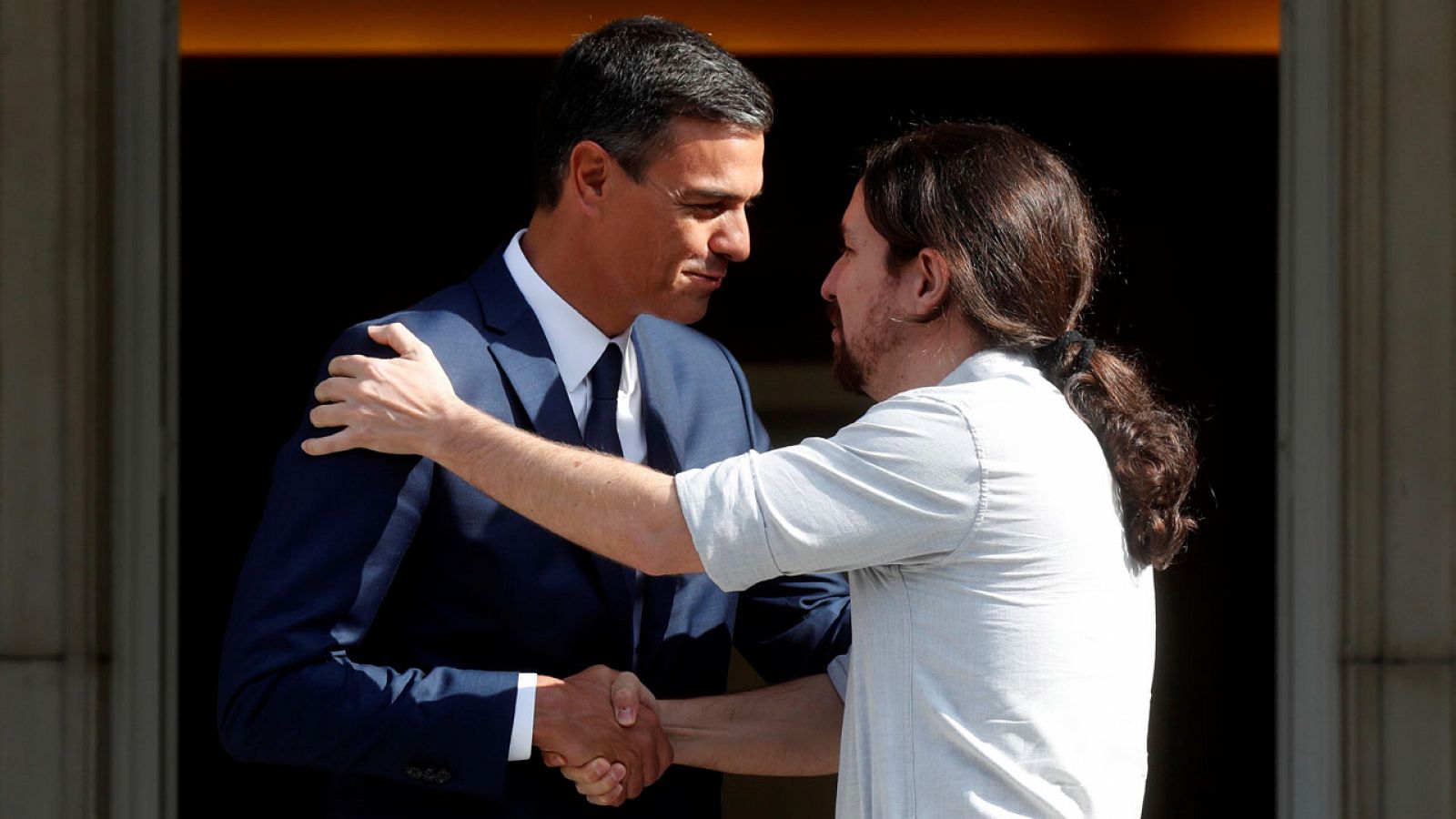 Sánchez e Iglesias, durante su reunión en la Moncloa