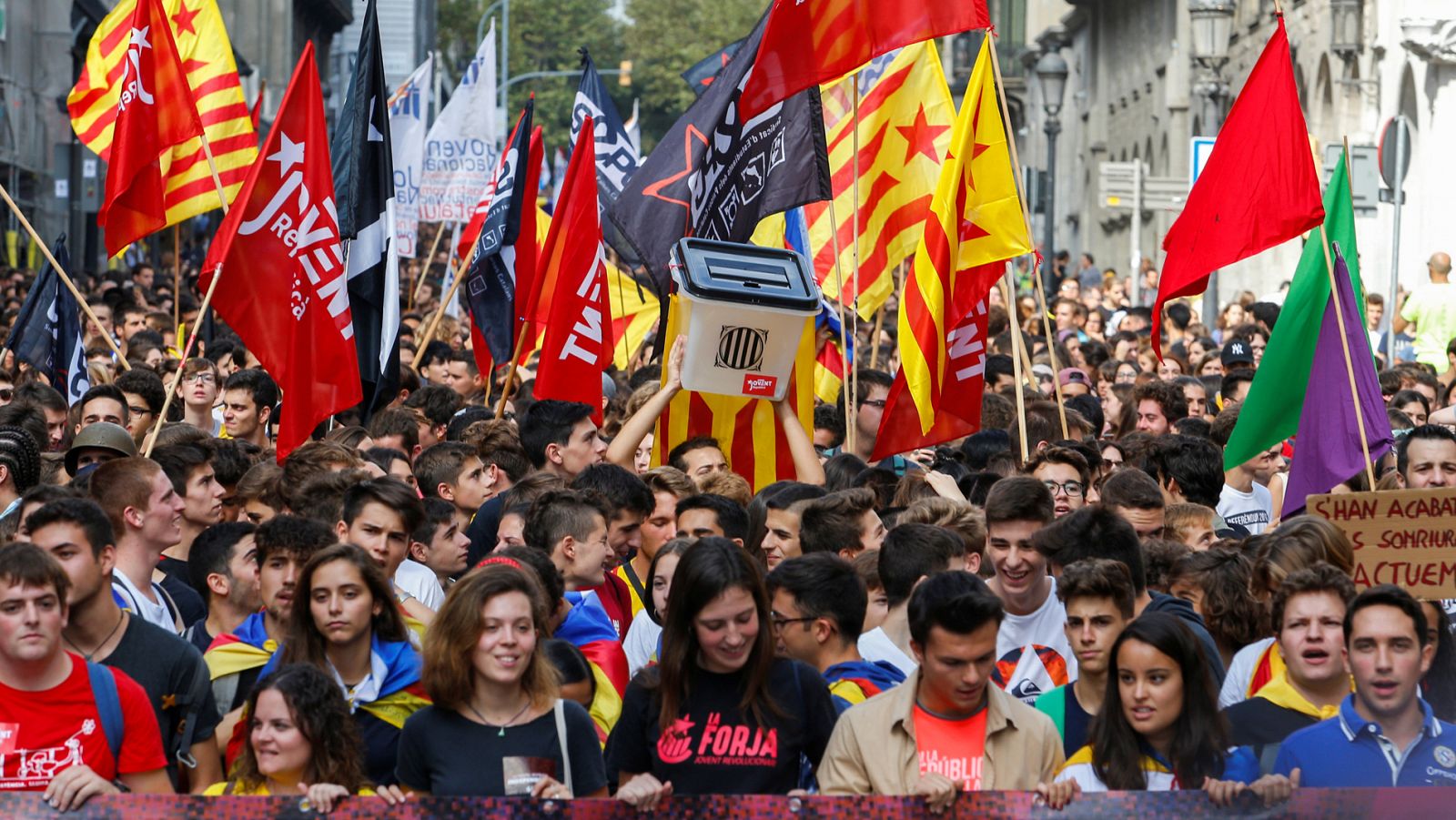 Manifestación de estudiantes en Barcelona