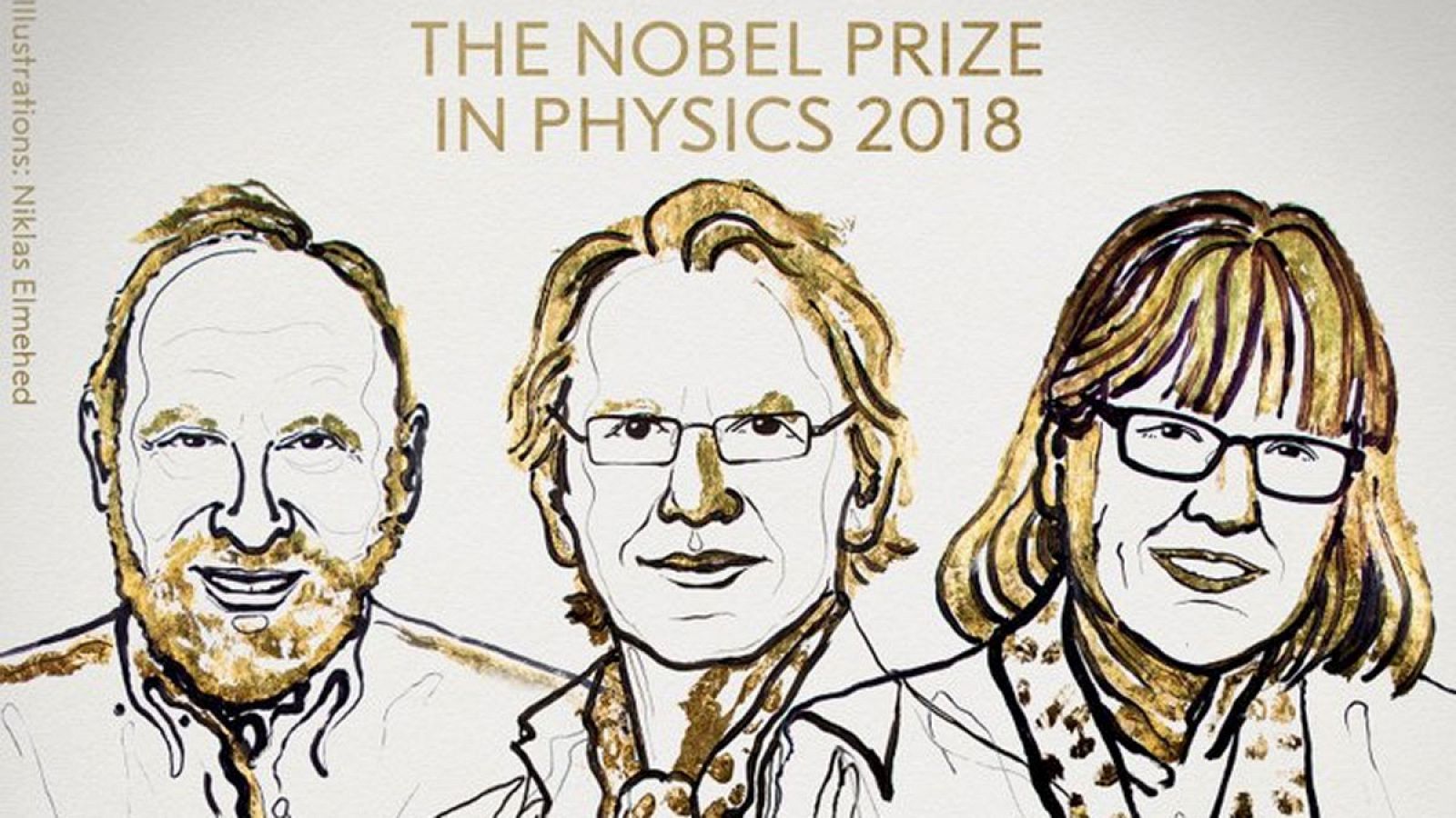 Ilustración de los tres ganadores facilitada por la Real Academia Sueca de las Ciencias.