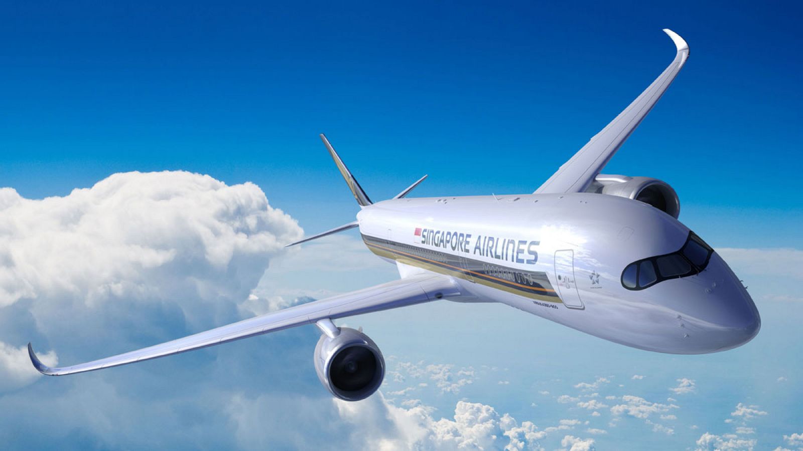 Recreación del Airbus A350-900ULR de última generación que opera la ruta Singapur - Nueva York.