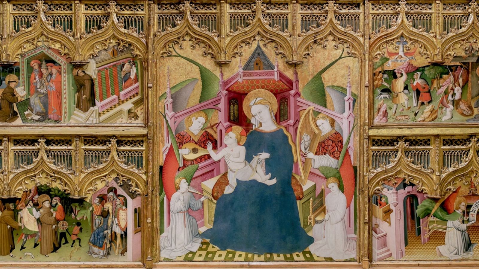 Tabla central de 'La Virgen con ángeles' de Nicolás Francés