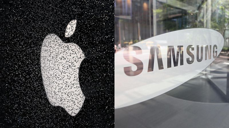 Logos de Apple y Samsung