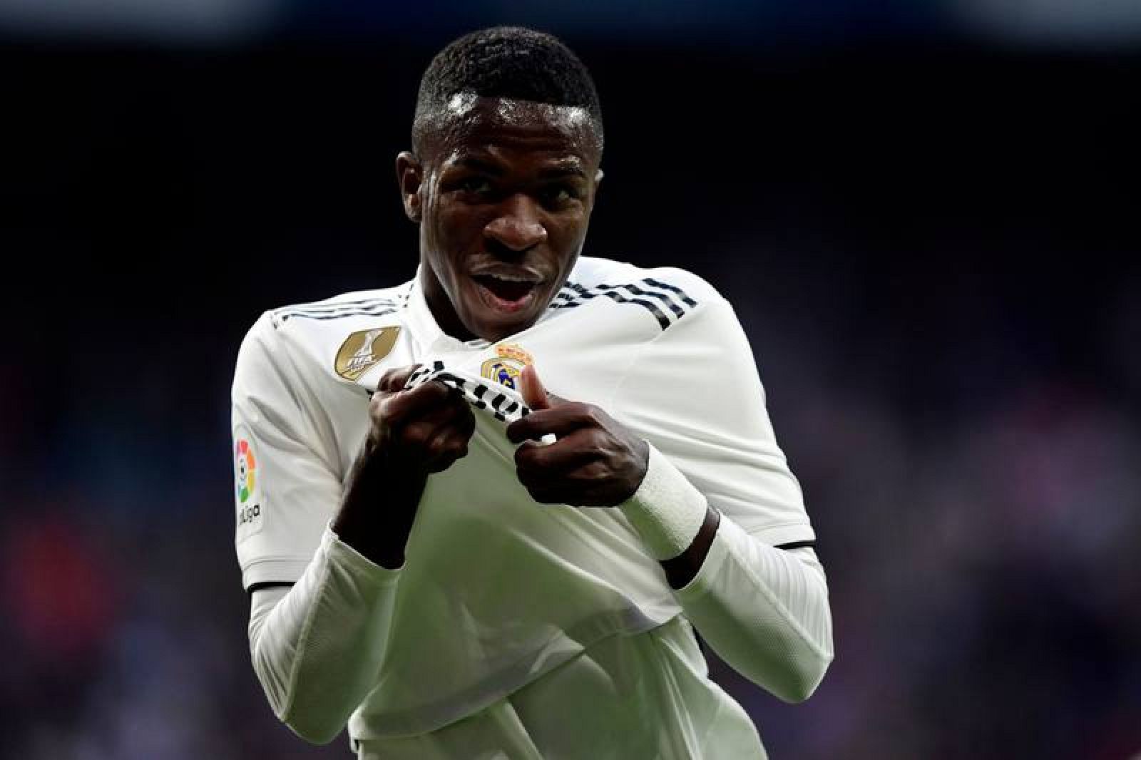 Vinicius celebra su gol frente al Real Valladolid.