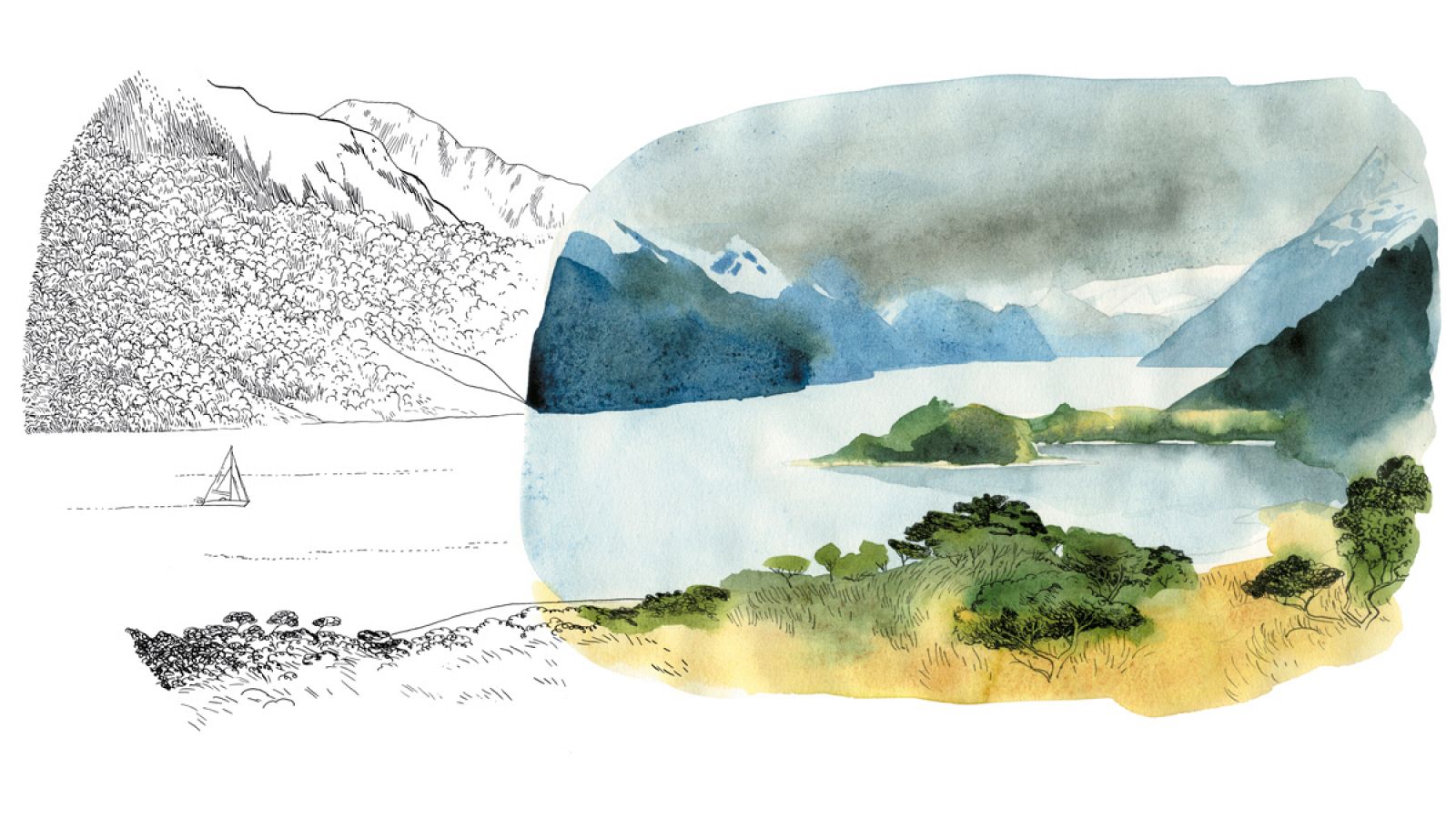Ilustración de la Tierra del Fuego, de Aude Picault