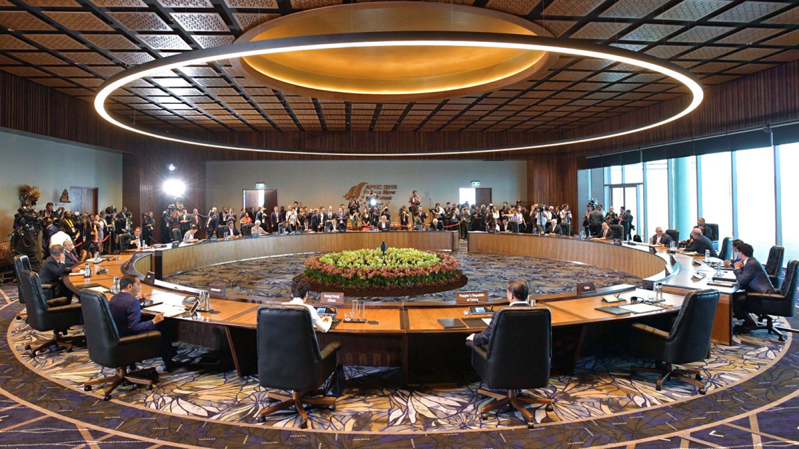 Vista general del centro de convenciones APEC Haus en Puerto Moresby, Papúa Nueva Guinea