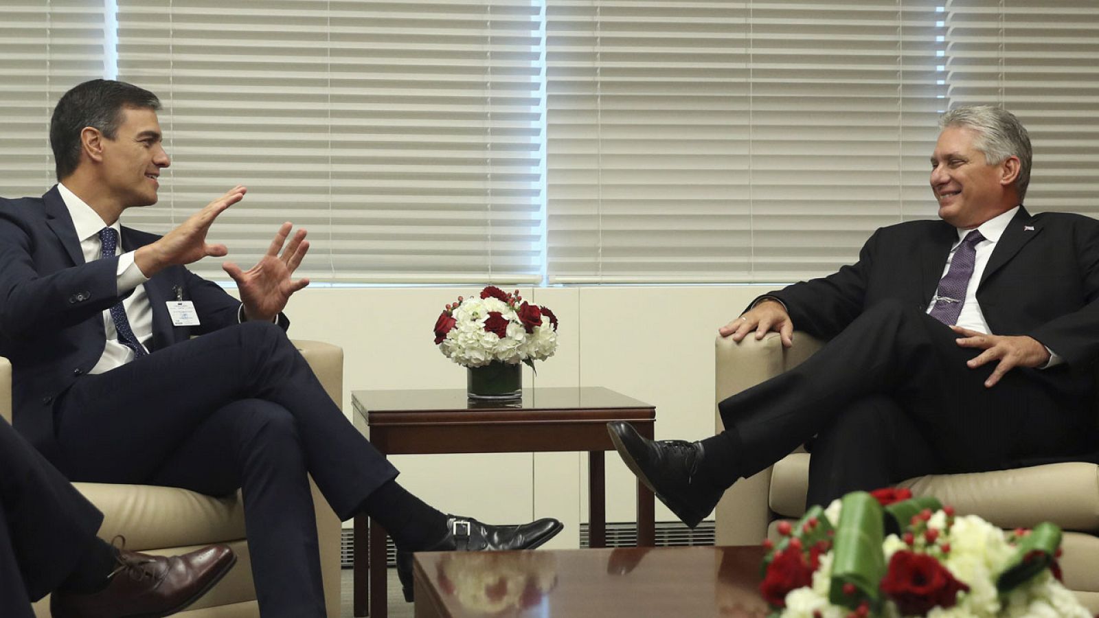 Pedro Sánchez y Miguel Díaz-Canel, durante su encuentro en Nueva York