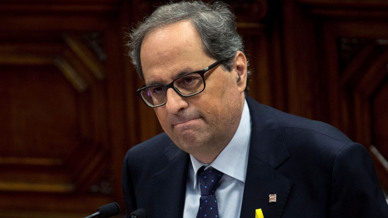 El Presidente de la Generaitat Quim Torra durante su discurso en el Parlament