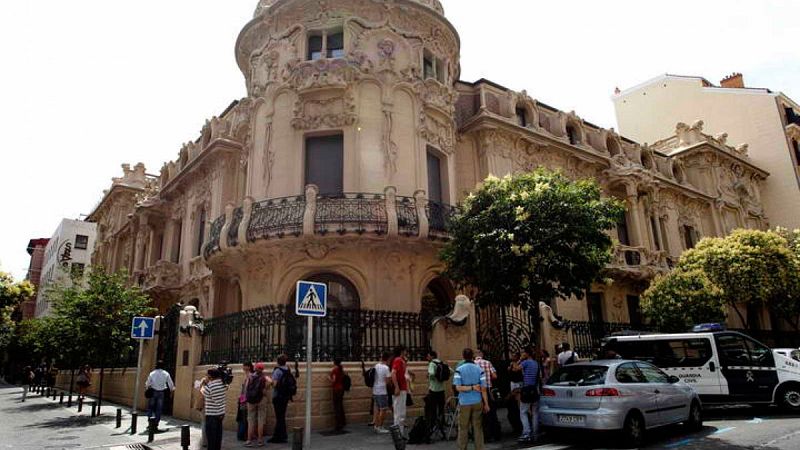 Fachada de la sede de la Sociedad General de Autores Españoles (SGAE) en Madrid
