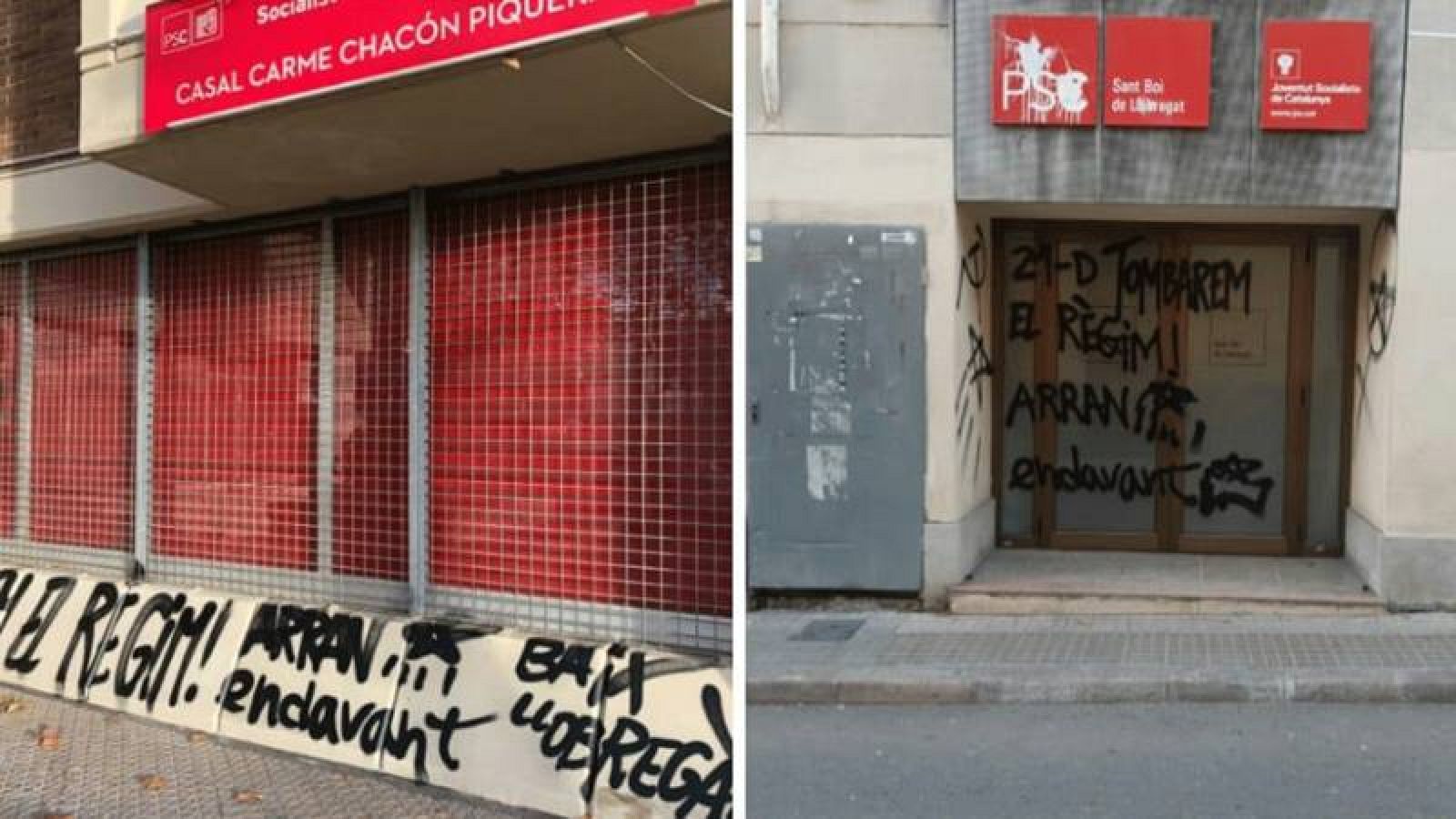  El PSC denuncia pintadas en 14 sedes