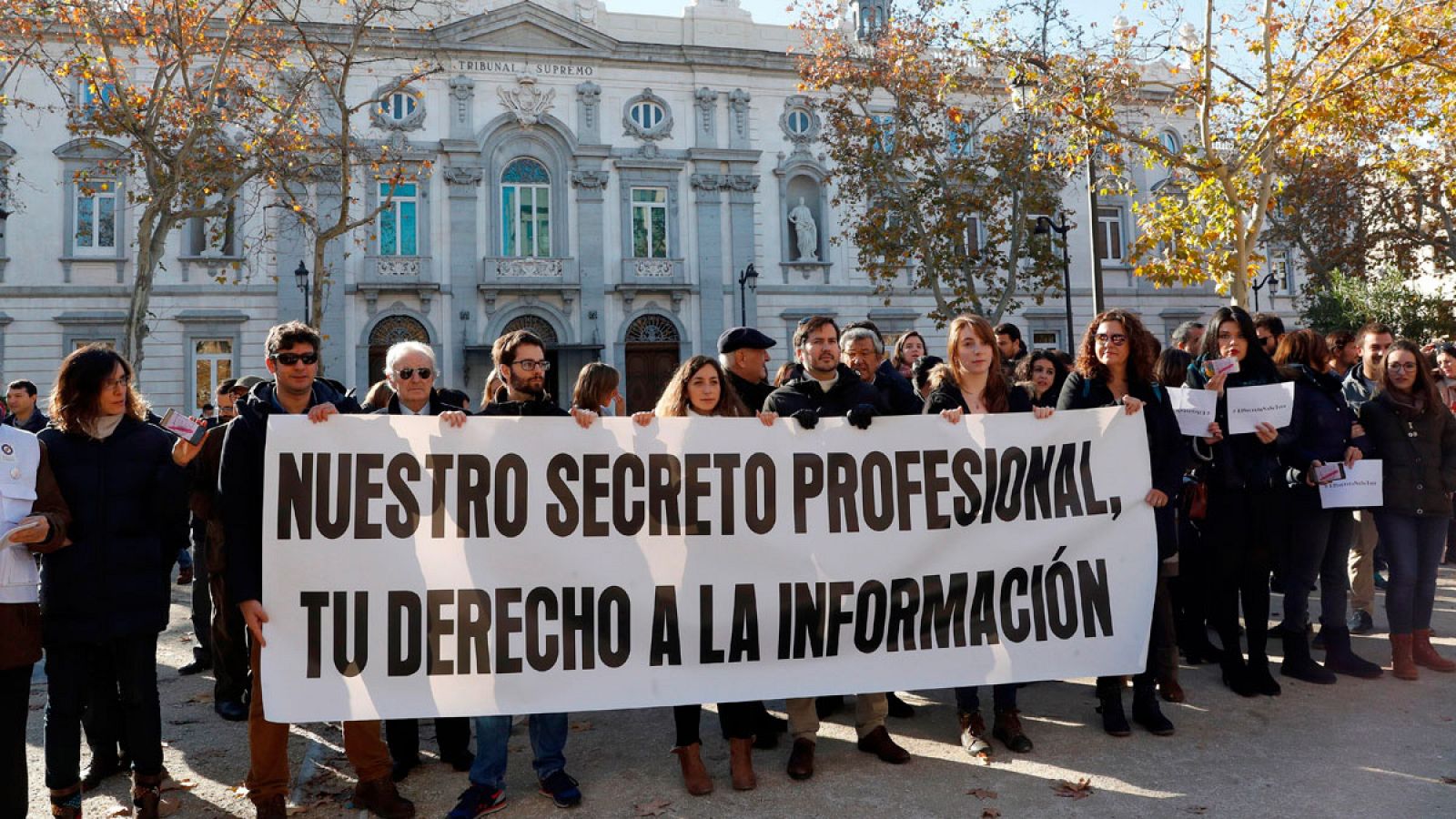 Periodistas se manifestaban el pasado viernes en el Tribunal Supremo por el Secreto Profesional