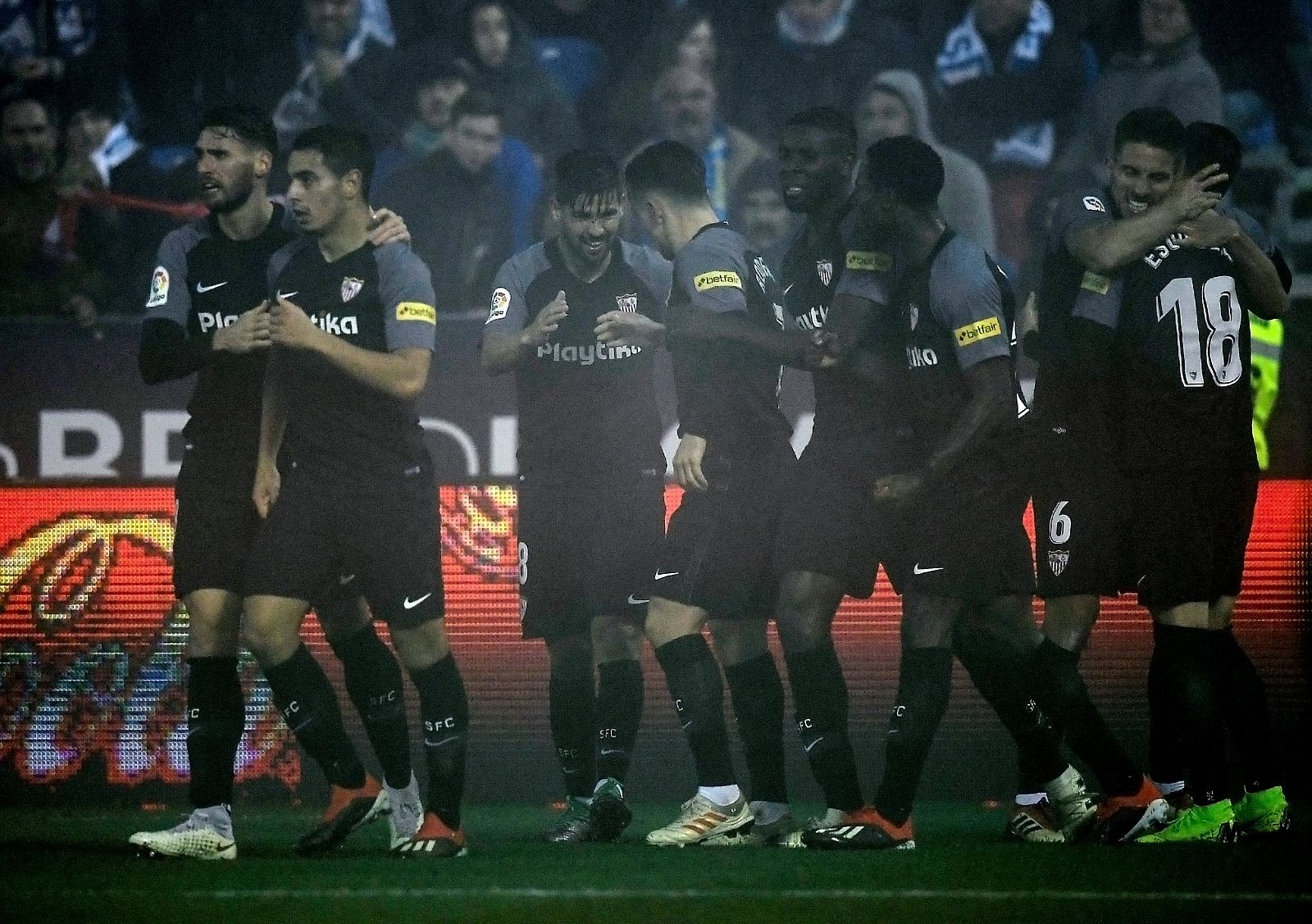 Ben Yedder celebra el gol que ha valido un punto para el Sevilla en su visita a Butarque.