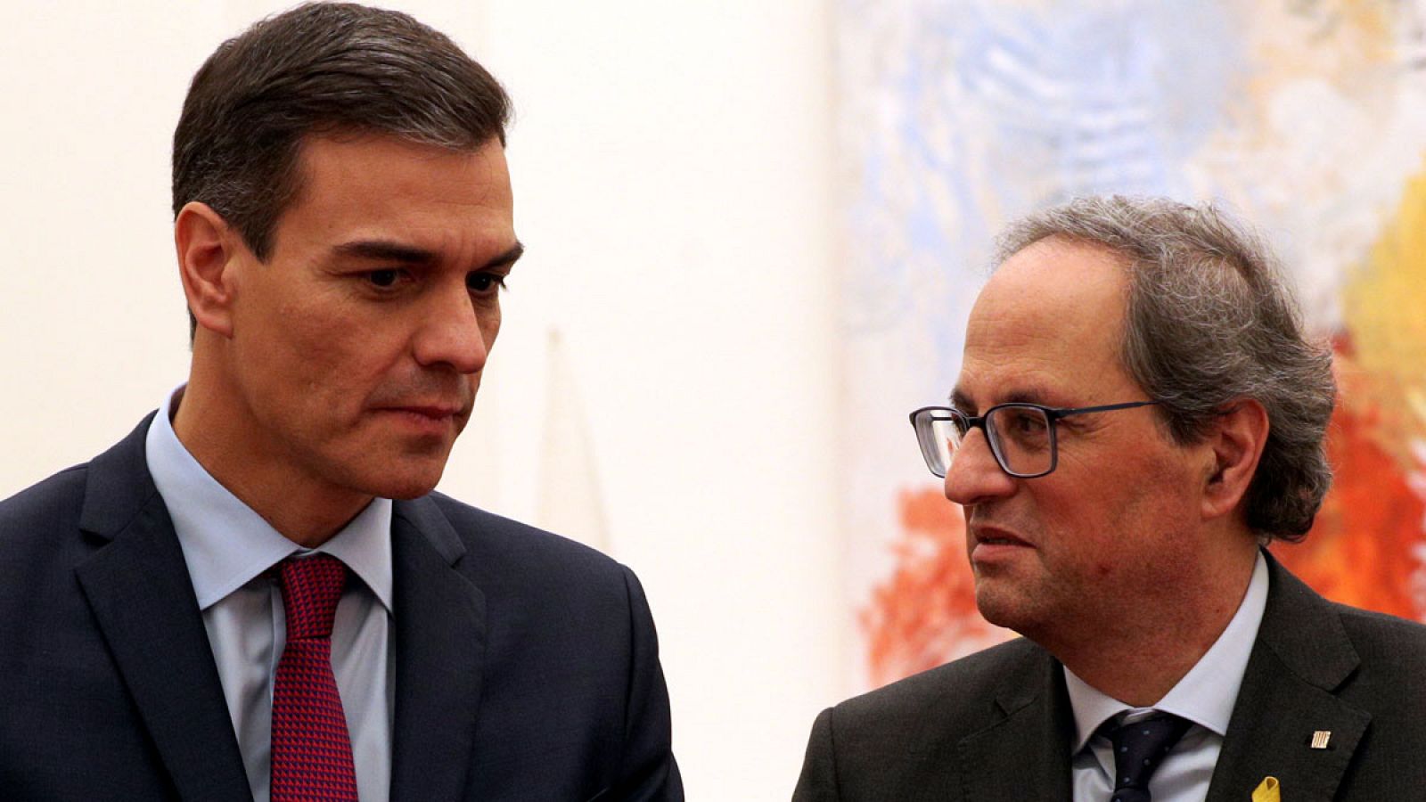 Pedro Sánchez y Quim Torra después de la reunión del pasado 20 de diciembre en Barcelona