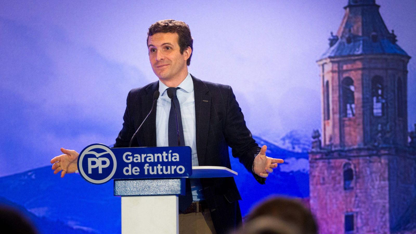 Foto de archivo del presidente del PP, Pablo Casado durante un acto realizado en la Rioja.