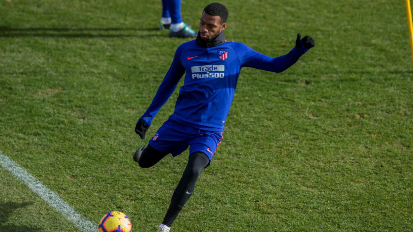 El francés Thomas Lemar durante un entrenamiento del Atlético.