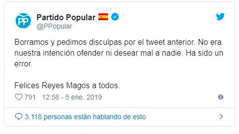 Piden que se investigue si el vídeo compartido por el PP en Twitter constituye un delito