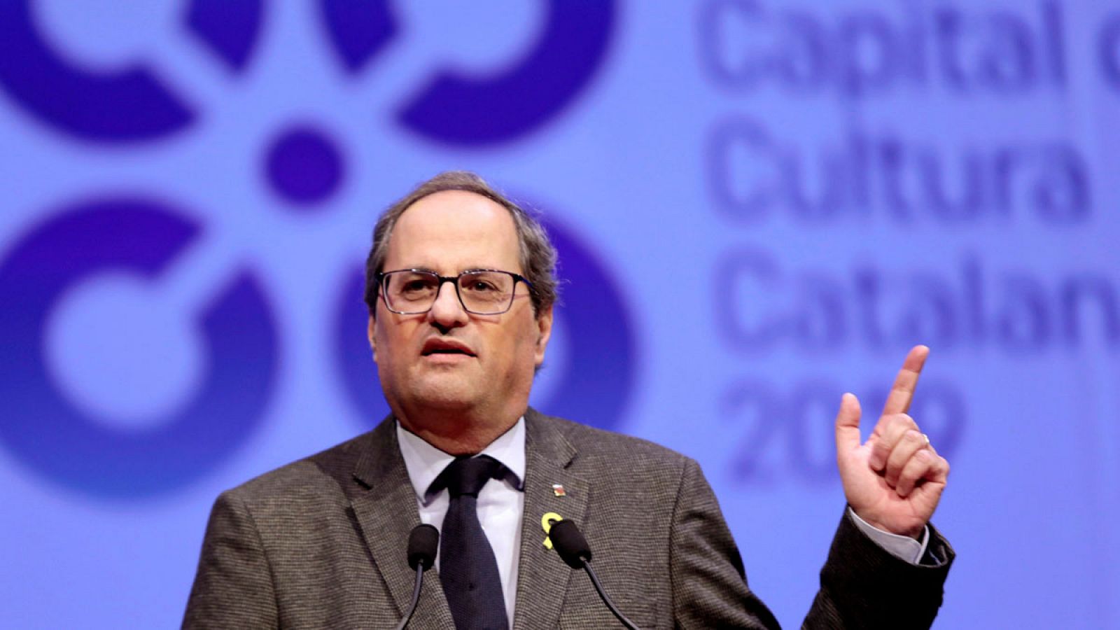 El presidente de la Generalitat, Quim Torra, durante un acto en Cervera (Lleida).