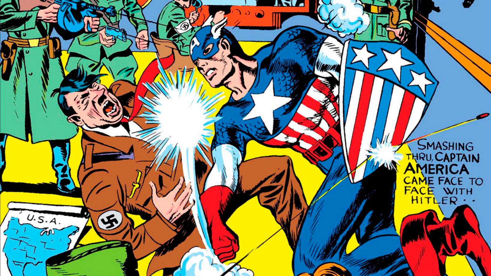 Fragmento de la portada del Nº 1 del 'Capitán América' de los años 40