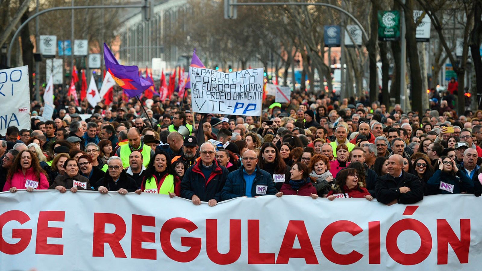 Manifestación que los taxistas madrileños