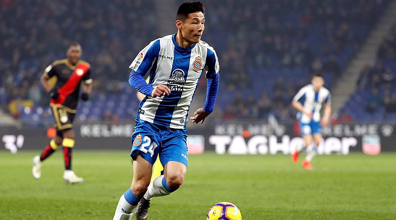 El delantero chino del RCD Espanyol Wu Lei, en su debut en la Liga.