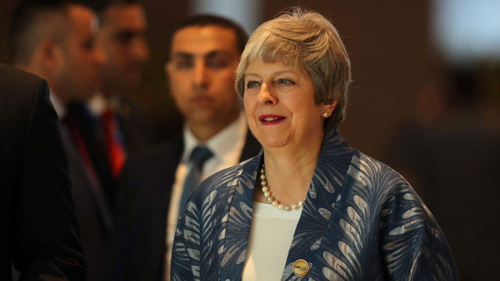 Theresa May a su llegada a la cumbre entre la Unión Europea y la Liga Árabe