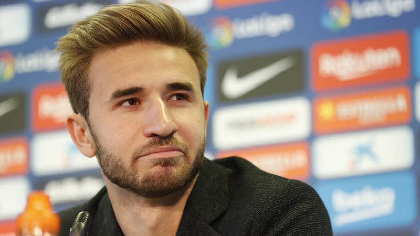 Sergi Samper, en la rueda de prensa de su despedida.